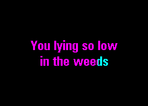 You lying so low

in the weeds