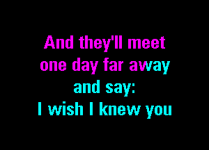 And they'll meet
one day far away

and saw
I wish I knew you