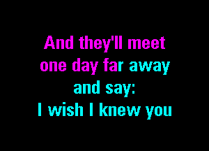 And they'll meet
one day far away

and saw
I wish I knew you