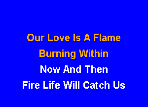 Our Love Is A Flame

Burning Within
Now And Then
Fire Life Will Catch Us