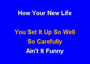 How Your New Life

You Set It Up So Well

So Carefully
Ain't It Funny