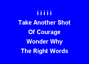 Take Another Shot

Of Courage
Wonder Why
The Right Words