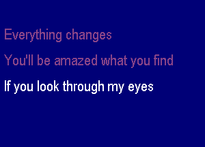If you look through my eyes