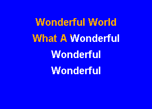 Wonderful World
What A Wonderful
Wonderful

Wonderful