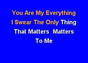 You Are My Everything
I Swear The Only Thing
That Matters Matters

To Me