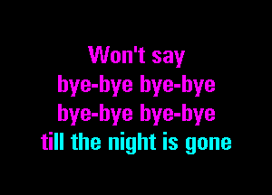 Won't say
bye-bye bye-hye

hye-bye hye-hye
till the night is gone