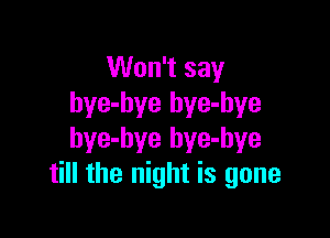 Won't say
bye-bye bye-hye

hye-bye hye-hye
till the night is gone