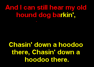 And I can still hear my old
hound dog barkin',

Chasin' down a hoodoo
there, Chasin' down a
hoodoo there.