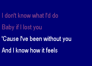 'Cause I've been without you

And I know how it feels