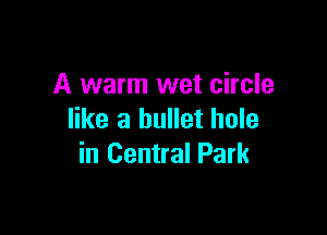 A warm wet circle

like a bullet hole
in Central Park