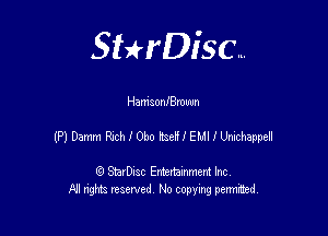 SHrDisc...

HamSOnlewn

MDmnRachIOb-oheEIElJIIMM

(9 StarDIsc Entertaxnment Inc.
NI rights reserved No copying pennithed.