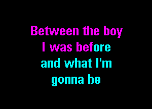 Between the boy
I was before

and what I'm
gonna be