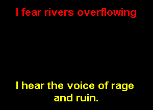 I fear rivers overflowing

I hear the voice of rage
and ruin.