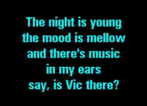 The night is young
the mood is mellow

and there's music
in my ears
say. is Vic there?