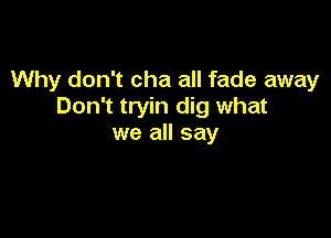 Why don't cha all fade away
Don't tryin dig what

we all say