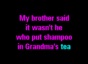 My brother said
it wasn't he

who put shampoo
in Grandma's tea