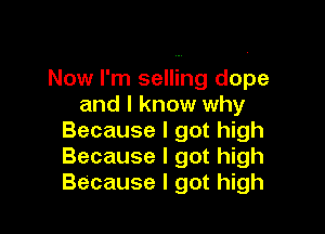 Now I'm selling dope
and I know why

Because I got high
Because I got high
Because I got high