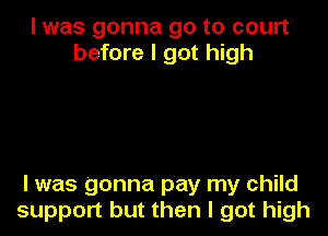 I was gonna go to court
before I got high

I was gonna pay my child

support but then I got high