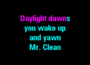 Daylight dawns
you wake up

and yawn
Mr. Clean