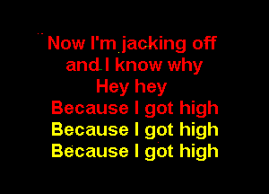 ,. Now I'm jacking off
andl know why
Hey hey

Because I got high
Because I got high
Because I got high
