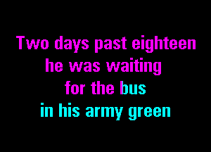 Two days past eighteen
he was waiting

for the bus
in his army green
