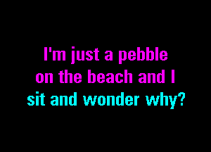 I'm just a pebble

on the beach and I
sit and wonder why?