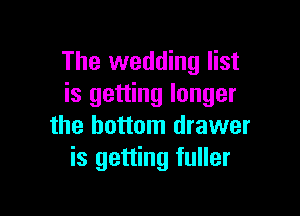 The wedding list
is getting longer

the bottom drawer
is getting fuller