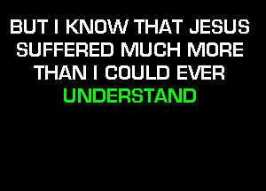 BUT I KNOW THAT JESUS
SUFFERED MUCH MORE
THAN I COULD EVER
UNDERSTAND