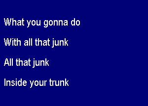 What you gonna do
With all thatjunk

All that junk

Inside your trunk