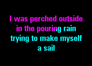 l was perched outside
in the pouring rain

trying to make myself
a sail