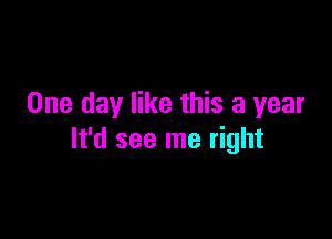 One day like this a year

It'd see me right