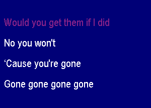 No you won't

Cause you're gone

Gone gone gone gone