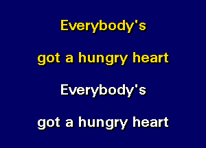 Everybody's

got a hungry heart

Everybody's

got a hungry heart