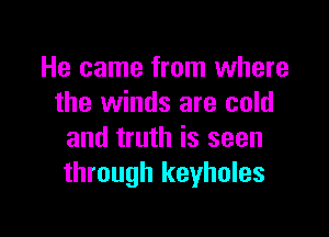 He came from where
the winds are cold

and truth is seen
through keyholes