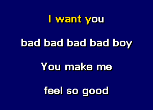 I want you
bad bad bad bad boy

You make me

feel so good