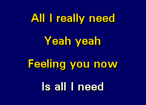 All I really need
Yeah yeah

Feeling you now

Is all I need