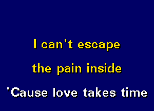 I can't escape

the pain inside

'Cause love takes time