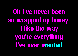 Oh I've never been
so wrapped up honey

I like the way
you're everything
I've ever wanted