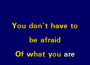 You don't have to

be afraid

Of what you are