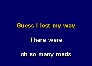 Guess I lost my way

There were

oh so many roads
