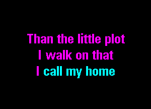 Than the little plot

I walk on that
I call my home
