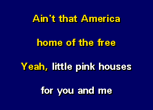 Ain't that America

home of the free

Yeah, little pink houses

for you and me