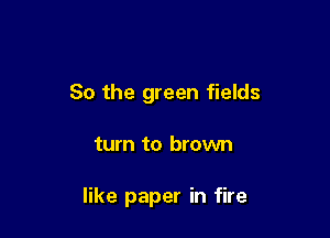 So the green fields

turn to brown

like paper in fire