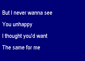 But I never wanna see

You unhappy

I thought you'd want

The same for me