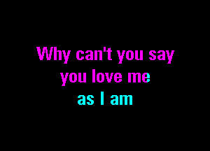 Why can't you say

you love me
as I am