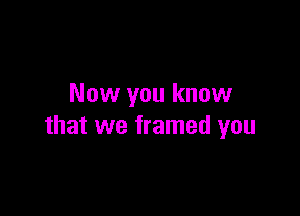 Now you know

that we framed you