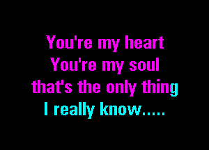 You're my heart
You're my soul

that's the only thing
I really know .....