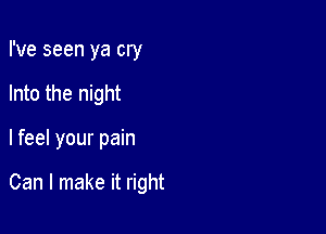 I've seen ya cry

Into the night

I feel your pain

Can I make it right