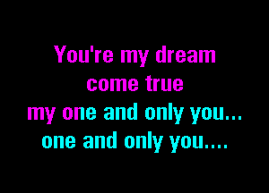 You're my dream
come true

my one and only you...
one and only you....
