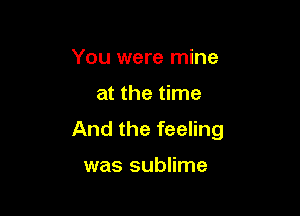 You were mine

at the time

And the feeling

was sublime